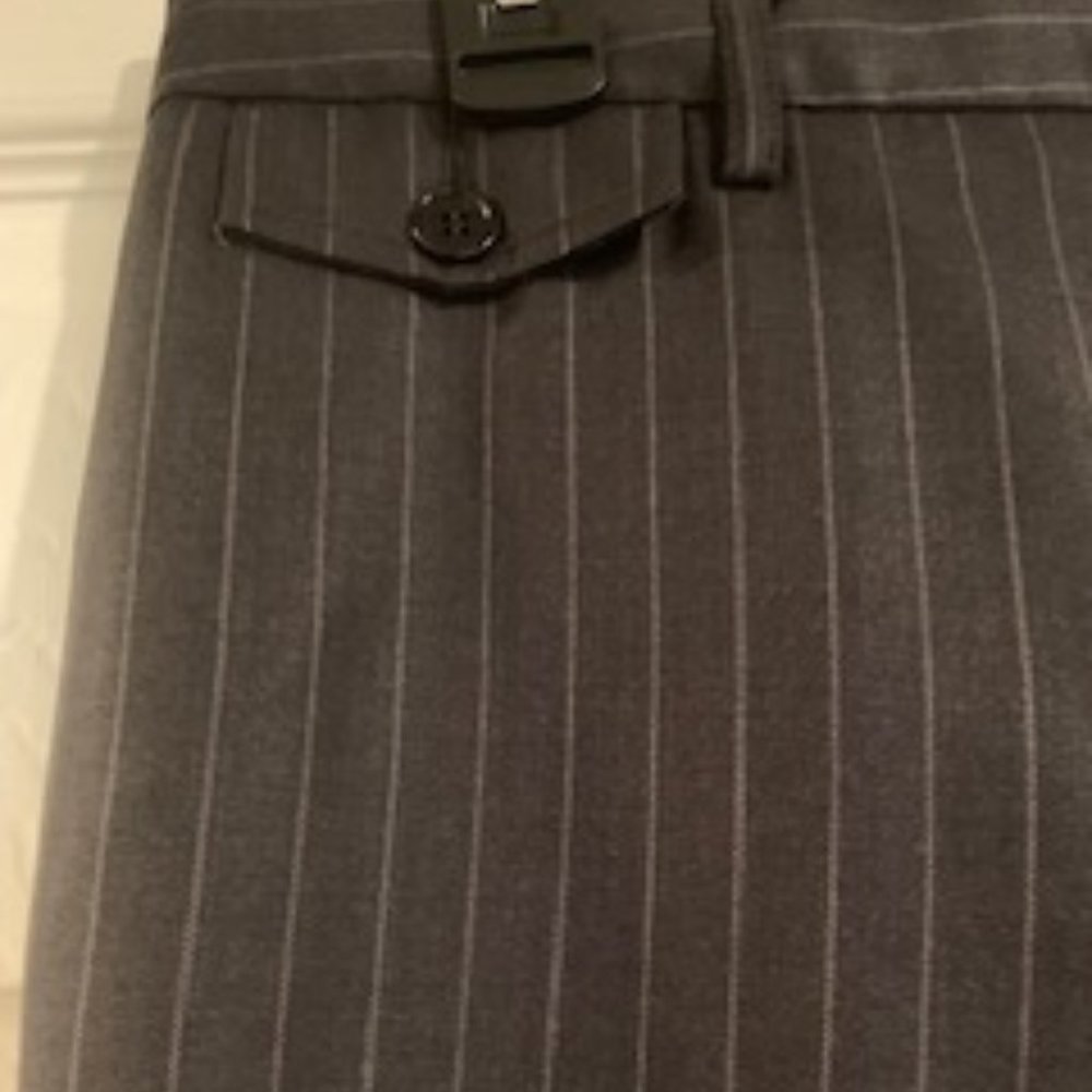 Grey pinstripe trouser with cuffs - Picture 2 of 5